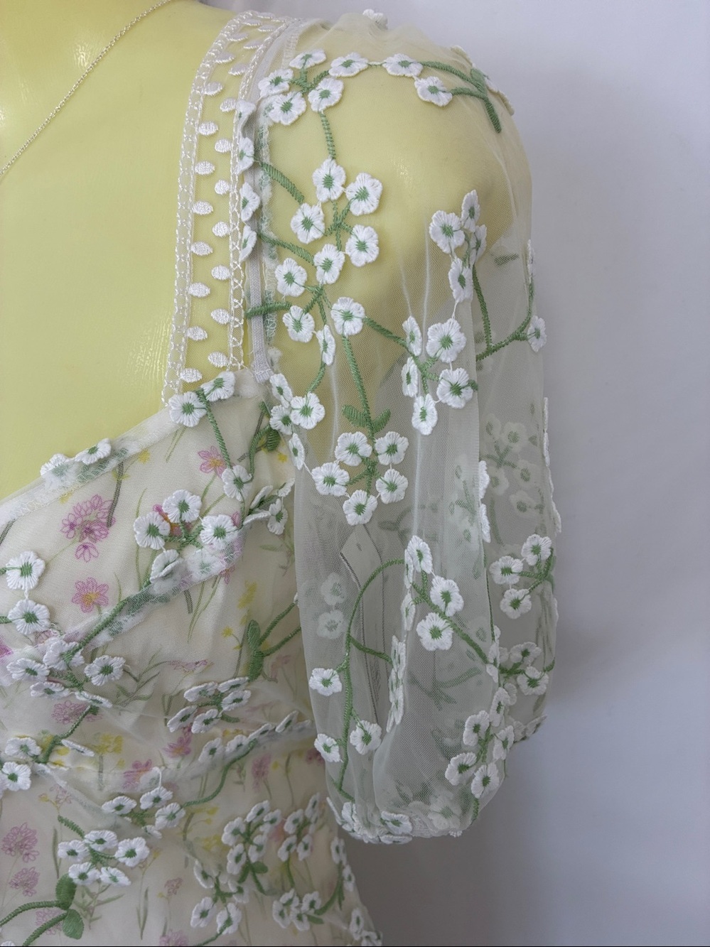 For Love And Lemons Dress "Eclair" Embroidered Flowers Mini New With Tags Small - Picture 5 of 8